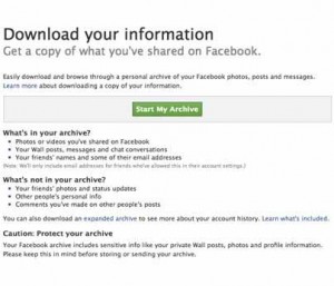 archivio privacy facebook